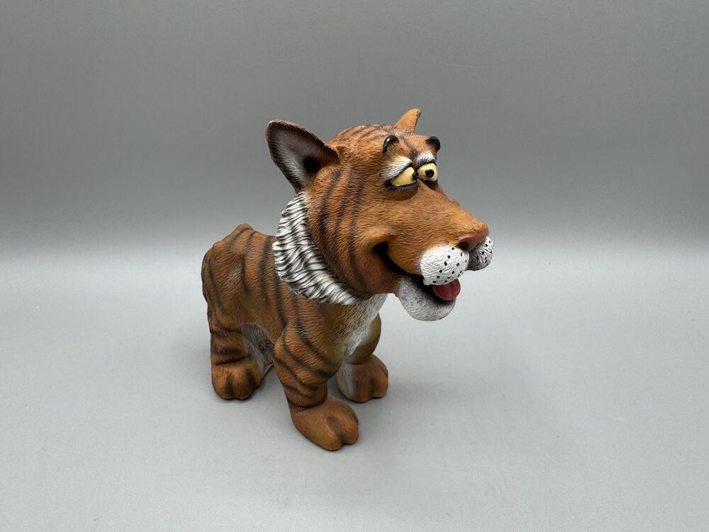 Swibco Tiger Brown Bobble Head Vintage Hand Painted Resin Cross Eyed